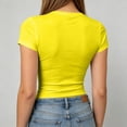 thumbnail image 7 of Lumtrix Womens Short Sleeve T Shirts - Summer Slim Fit Y2k Basic Tee Casual Crew Neck Tops for Workout Yellow S, 7 of 7