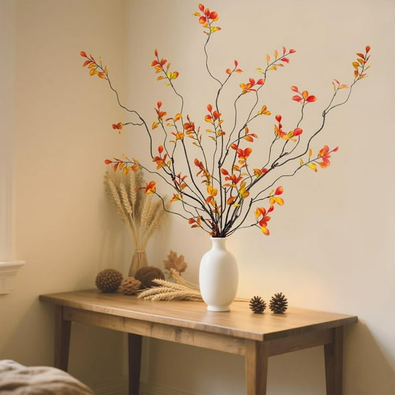 Realistic Fall Leaves Flexible 42'' Stems Artificial Branches, Fall Decorations for Halloween Thanksgiving Boho Decor Home Vase Filler Table Centerpieces, Lifelike Easy Care Artificial Branches