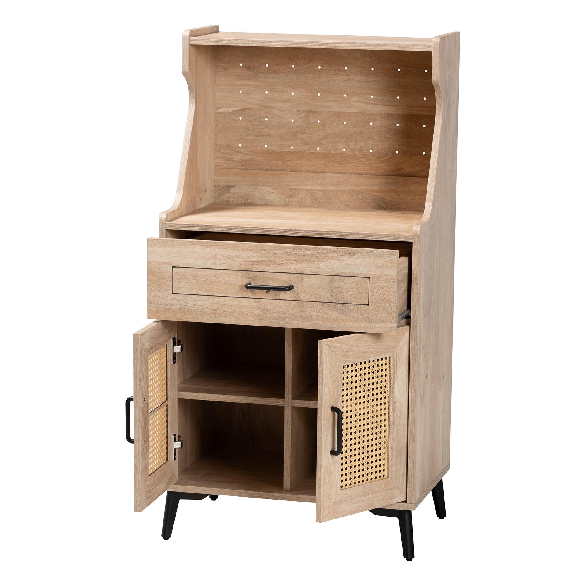 Baxton Studio Pavone Mid-Century Kitchen Cabinet, 5-Shelf , Oak Brown
