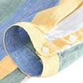 thumbnail image 4 of WREESH Men's Casual Button Down Shirts Linen Shirts Striped Three Quarter Sleeve Shirt Yellow, 4 of 6