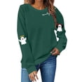thumbnail image 1 of NMMUED Chandail d'Halloween pour Femmes, Chandail à Col Rond Surdimensionné pour Femmes, Hauts d'Halloween pour Femmes, Chandails à Col Rond pour Femmes, Mignons Chandails d'Halloween pour Femmes, Vert Foncé L, 1 of 4
