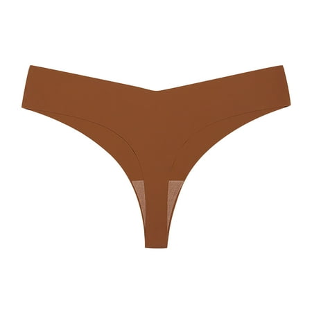 

QWERTYU T-Back Sexy G-String Thongs for Women Low Rise Panties Seamless Stretch Underwear Tangas Coffee S