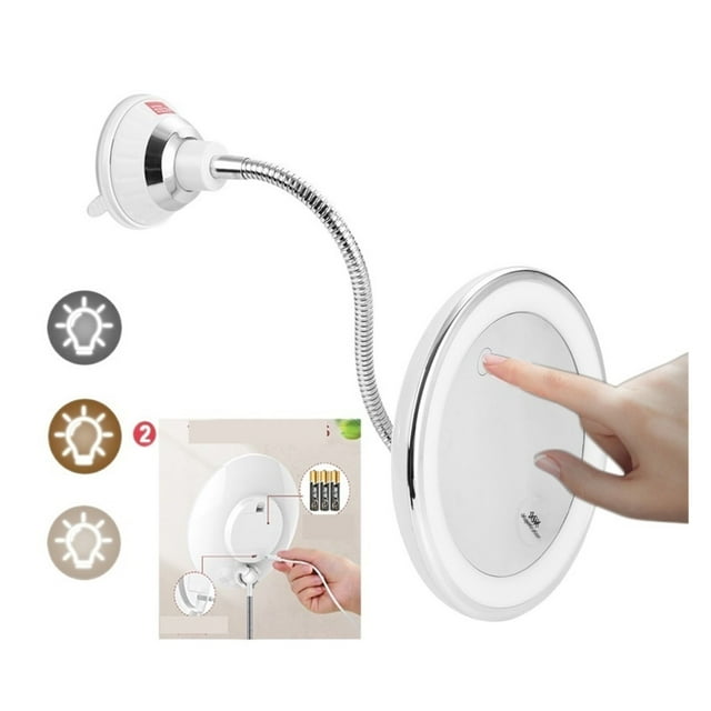 Makeup Mirror With Lights Touch Screen 10X Magnifying Mirror Led Make Up Mirror Flexible Suction Cup Vanity Miroir for Bathroom ,Widely Use