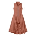 thumbnail image 7 of Women's Solid Color Sleeveless Lapel Zipper Jumpsuit Long Skirt Casual Fashion, 7 of 7
