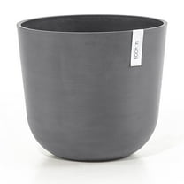 Ecopots Oslo Durable Modern Round Indoor/Outdoor Recycled Based Composite Flower Pot Planter, Grey, 14"
