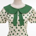 thumbnail image 4 of Karymi Summer Dresses for Women Retro Polka Dot Swing Midi Dress, Peter Pan Collar Bow Puff Short Sleeve Back Zipper Vintage Hepburn Party Sundress Spring Dresses for Women 2026, 4 of 8