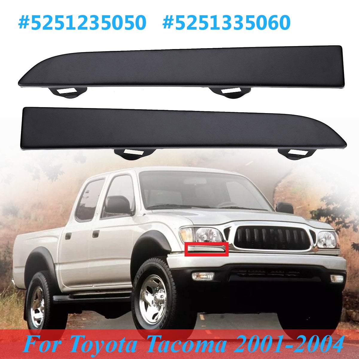 One Right/Left Front Grille Bumper Headlight Trim Panel For Toyota Tacoma 2001-2004 #5251235050 2001 Toyota Tacoma Front Bumper And Grill