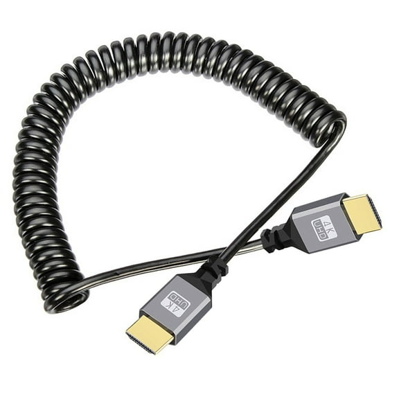 CY HDMI 2.0 Male to HDMI Male 4K 60hz Stretch Coiled Cable Straight Connector for HDTV Computer Laptop Monitor