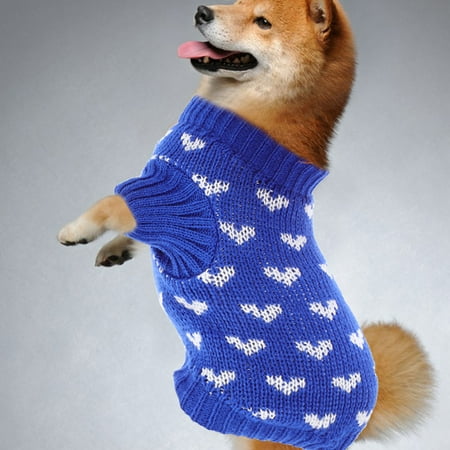AURARMLET Blue Acrylic Dog Sweater for Valentine s Day with Round Collar Design Size L