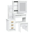 thumbnail image 2 of Vanity Desk with Sliding Mirror and Lights, Bedroom Dressing Table, Makeup Table with Drawers & Shelves, Hidden Storage Space, 2 of 9