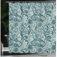thumbnail image 3 of Ambesonne Paisley Shower Curtain, Ethnic Boho Flowers Leaves, 69"Wx70"L, Cadet Blue and Laurel Green, 3 of 4