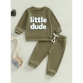 thumbnail image 2 of FEORJGP Little Boy Girl 2 Pcs Waffle Outfits 0 6M 12M 18M 2T 3T Toddler Baby Long Sleeve Sweatshirts Letter Embroidery Pullovers Crew Neck Tops with Et Kids Infant Casual Daily Comfy Clothes, 2 of 6