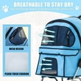 thumbnail image 4 of 4 Wheels Pet Stroller Foldable Dog Stroller Cat Stroller with Storage Basket & Removable Liner, Travel Lite Foldable Carrier Strolling Cart for Dogs Cats, Blue, 4 of 9