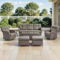 thumbnail image 2 of Bellefurn Luxury 7 Piece Wicker Outdoor Patio Furniture Sets with Swivel Rocker Patio Chairs,Sofa,Coffee Table and Ottomans,High Back Outdoor Conversation Set for Porch Balcony Deck, 2 of 12