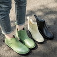 thumbnail image 3 of Botas De lluvia cortas De PVC De verano para Mujer, Botas De trabajo antideslizantes con plataforma De estilo británico, Botas planas De goma para pesca al aire libre, Botas De Mujer, 3 of 5
