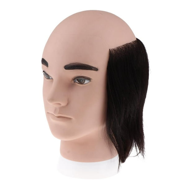 8'' Black Male Mannequin Head Hairdressing Weaving Mannikin Head Half Bald  