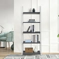 5Tier Bookshelf, Storage Rack with Rubber Wood Frame, MultiFunctional