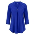 thumbnail image 2 of Blue Shirts for Plus Size Women, Polyester Plus Size Woman Shirts, Long Sleeve Plus Size Womens T Shirts, Plus Size Women'S Tops, Solid Weekend Solid Color Plus Size Blouses, 2 of 9