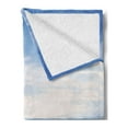 thumbnail image 2 of Landscape Soft Flannel Fleece Blanket, Old Jetty in the Lake with Blue Sky Horizon Landscape Calm Nature Picture, Cozy Plush for Indoor and Outdoor Use, 60" x 80", Blue White Brown, by Ambesonne, 2 of 5