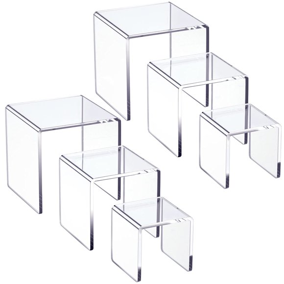 Display Risers HIIMIEI, acrílico transparente, 3 niveles, 2 juegos