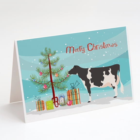 Holstein Cow Christmas Greeting Cards and Envelopes Pack of 8