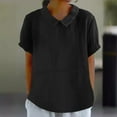 thumbnail image 2 of Women's Fashion Casual T-Shirt Loose Fit Solid Color Short Sleeve Turndown Neck Top Comfortable Breathable Daily Wear, 2 of 2