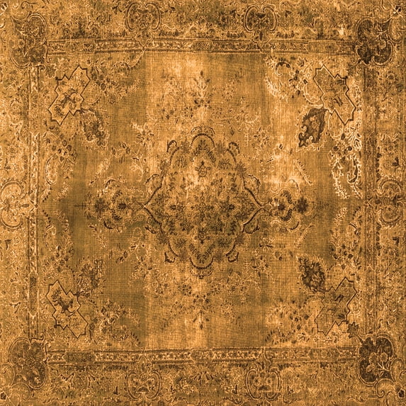 Ahgly Company Indoor Square Abstract Orange Contemporary Area Rugs, 7' Square