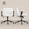 thumbnail image 3 of HOMCOM Criss Cross Chair with Arms, Wheels, Wide Office Chair, Cream White, 3 of 10