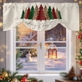 thumbnail image 6 of Merry Christmas Tree Tie Up Valances Curtain, Red Green Black Plaid Vintage Linen Adjustable Rod Pocket Short Window Treatment Tie Up Curtains Valances for Kitchen Living Room Bathroom 42x12 Inches, 6 of 9