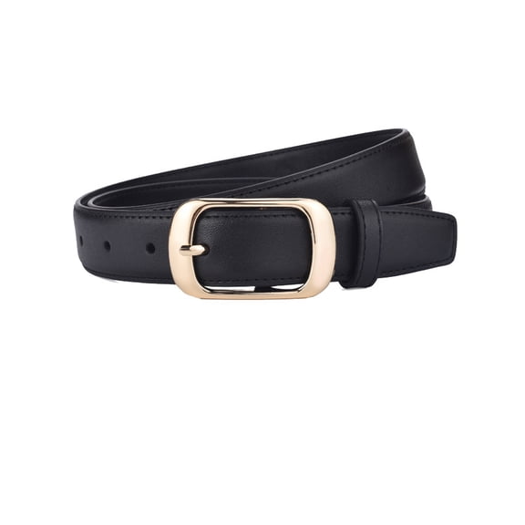 Boho Chic Women‘s Leather Belt - Skinny Waist Belt with Artistic Buckle for Pants & Dresses