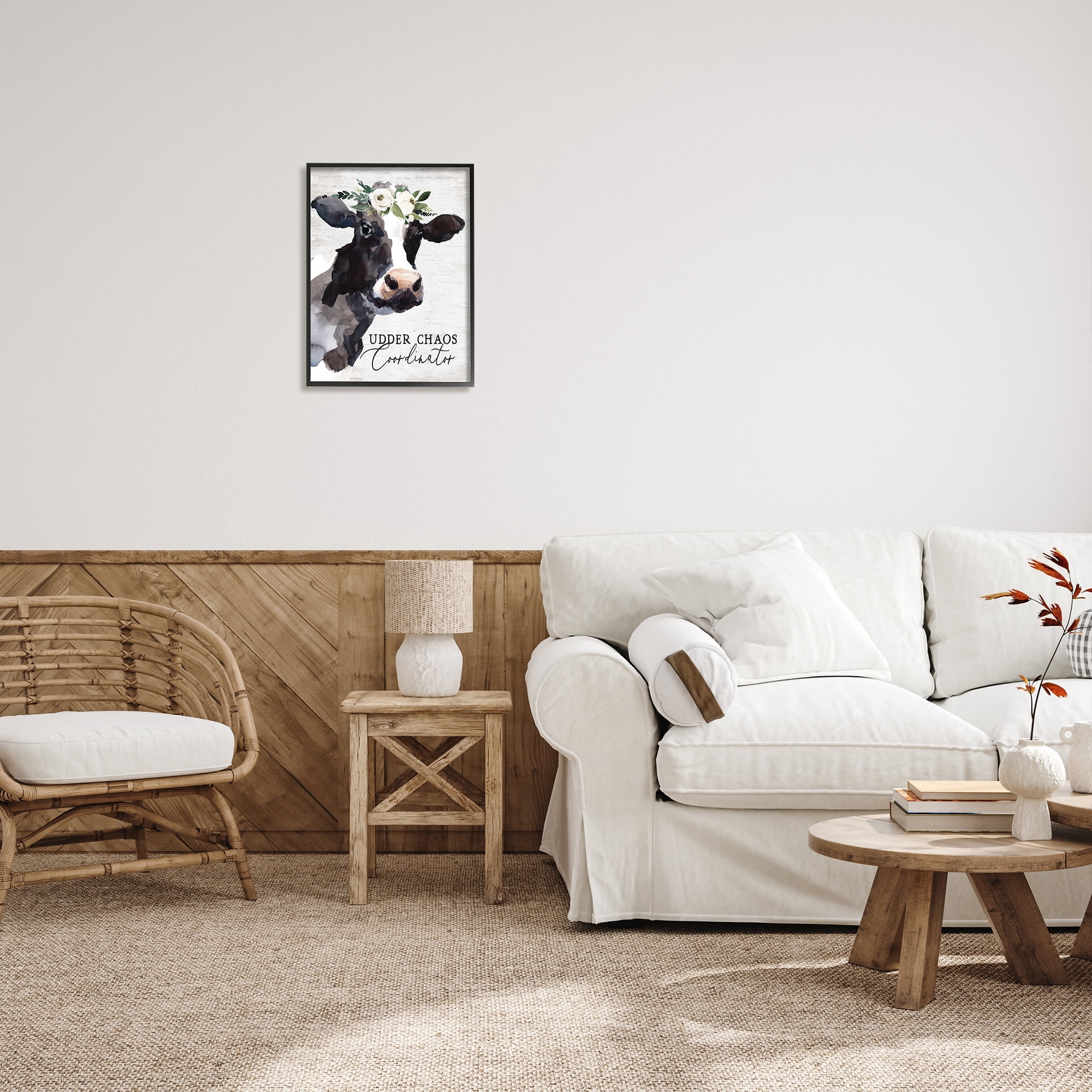 Stupell Industries Udder Chaos Coordinator Phrase Animals & Insects Painting Black Framed Art Print Wall Art, 16 x 20