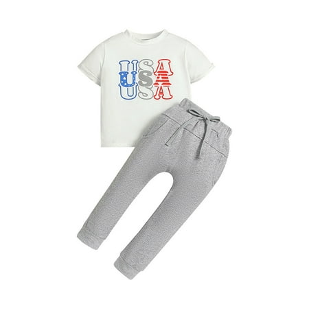 

Lovely Casual Sets For Children Boys Letter Printed O-Neck Short Sleeve Tops Pants Child Outfits Cozy Leisure Comfy Streetwear Outfits
