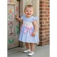 thumbnail image 5 of BemeyourBBs Newborn Baby Girls Easter Outfits Easter Bunny Romper Dress Rabbit Embroidered Plaid Bows Smocked Flying Sleeve Newborn Bodysuit Spring Summer Clothes, 5 of 9