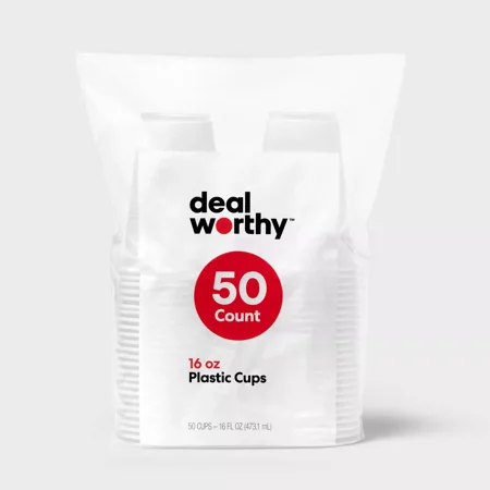 Clear Disposable Cups - 16 fl oz/50ct - Dealworthy