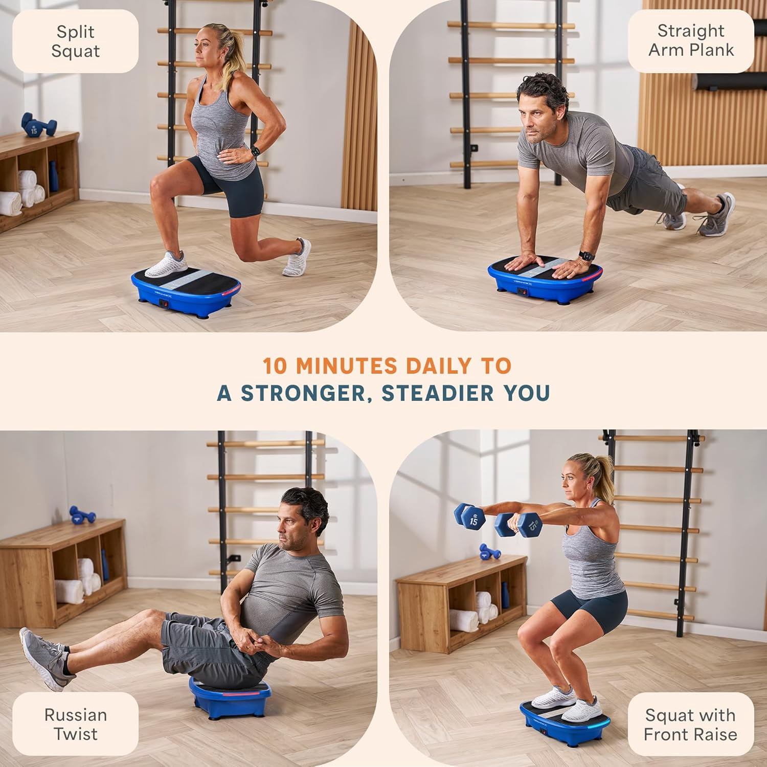 Lifepro Vibration Plate for Lymphatic Drainage - Whole-Body Vibrating Exercise Machine with EMS - Compact Home Gym - Blue