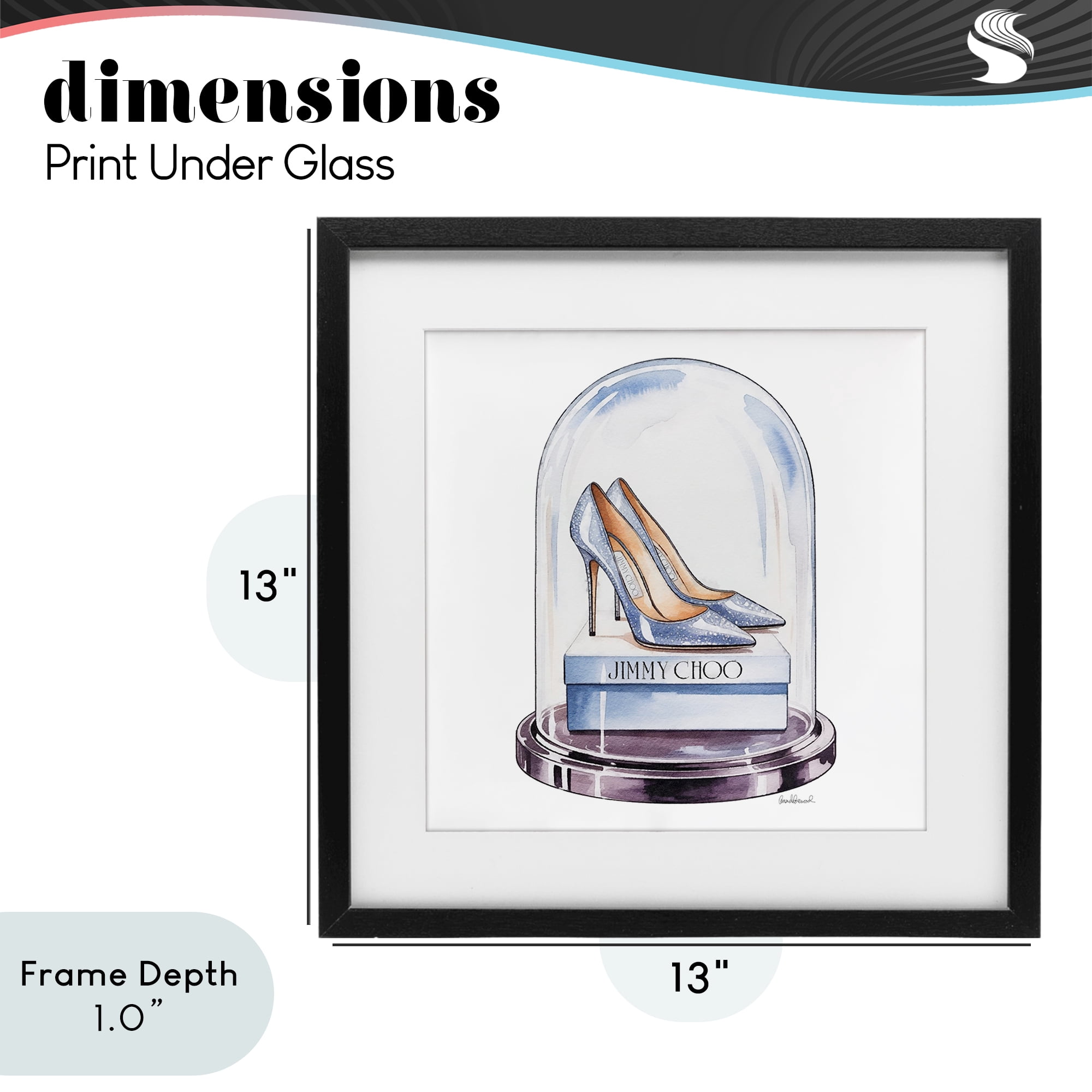Stupell Industries Elegant Shoes in Bell Jar Black Framed Print Under Glass, design by Amanda Greenwood