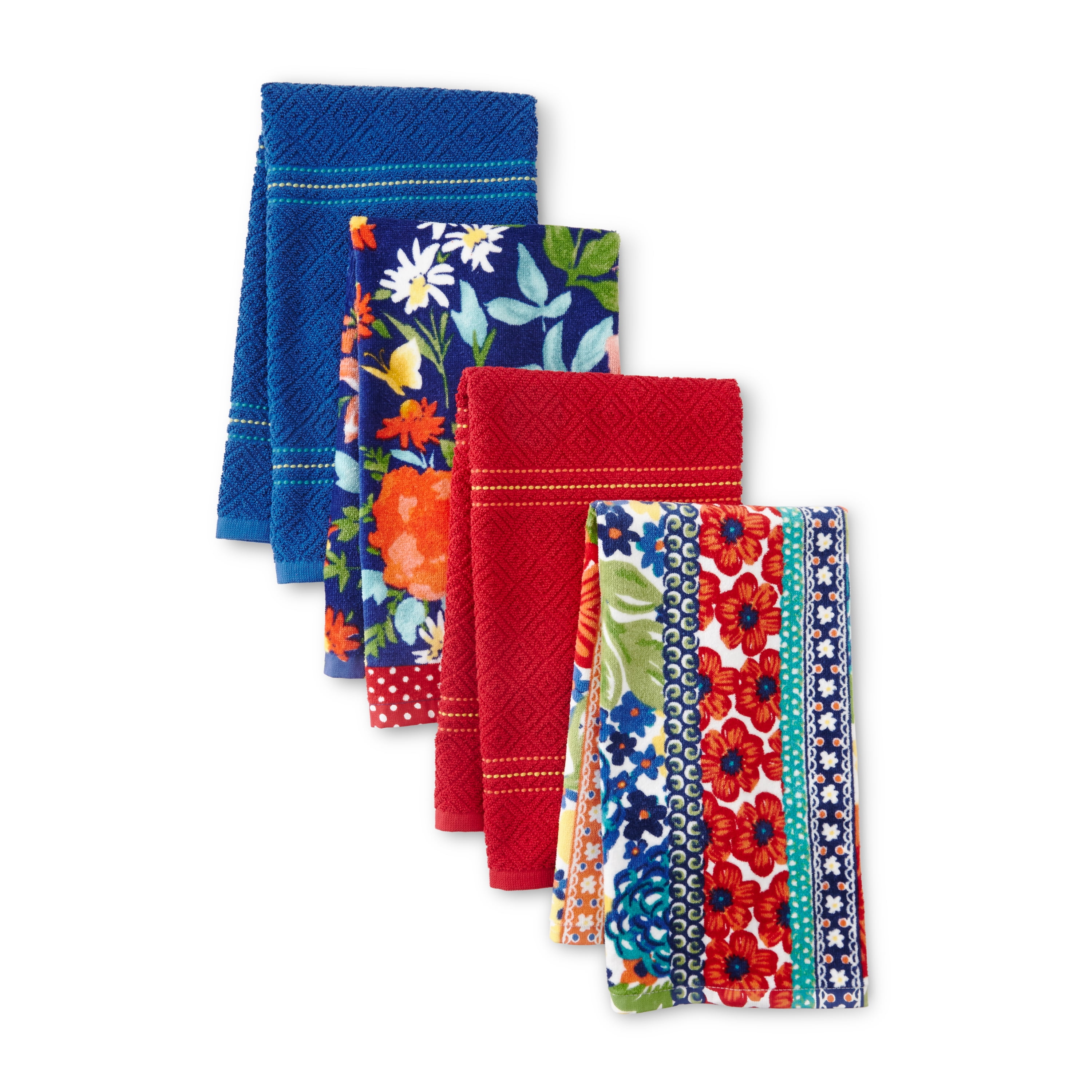 The Pioneer Woman Fiona Kitchen Towel Set, Multicolor, 16"W x 28"L, 4 Piece