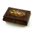 thumbnail image 1 of Remarkable 30 Note Solid Burl-Elm Floral Theme Wood Inlay Musical Jewelry Box - Forest Gump, 1 of 2
