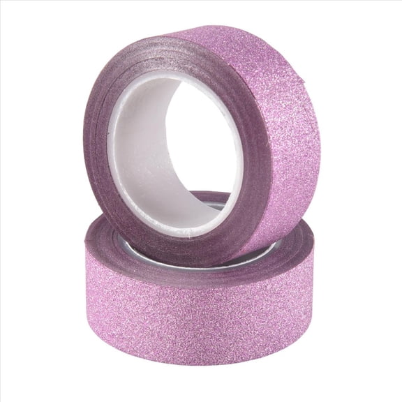 2 x 10M Glitter Washi Tape Stick Self Adhesive Decorative Craft DIY Paper pink