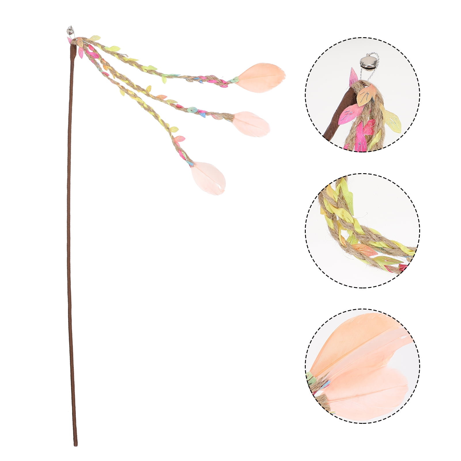 WRITWAA Cat Teaser with Orange Branch Design and Bell for Interactive Pet Exercise and Play