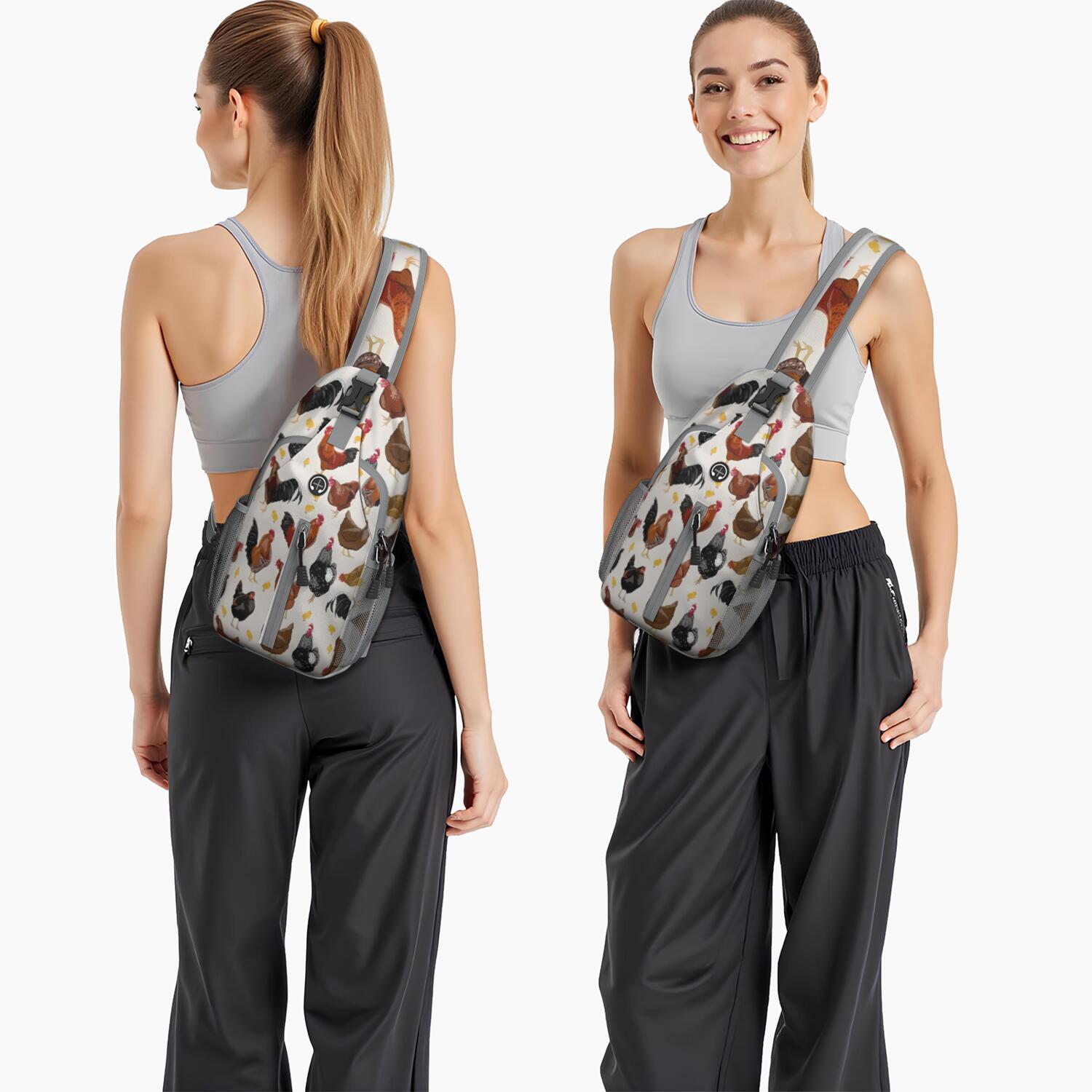 Funny Pig Pattern Hiking Daypack – Breathable Back, Adjustable Strap, Durable Stitching – Artistic Abstract Floral Design