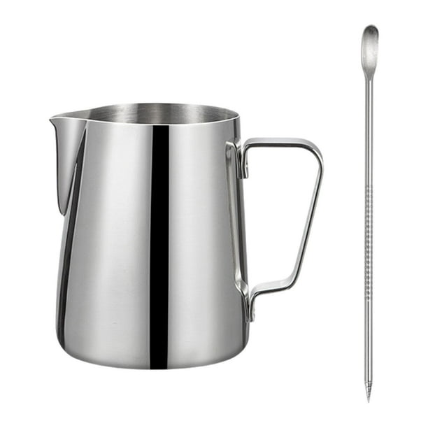 Taza de café espresso Latte Art de 350 ml, jarra para espumar leche, jarra para té matcha y chocolate caliente Plata