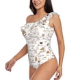 thumbnail image 2 of Gaeub Coffee Women's One Shoulder Ruffle Tummy Control Swimwear for Swimming Surfing Beach Party - Medium, 2 of 8