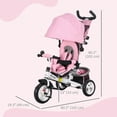 thumbnail image 3 of Qaba 6 in 1 Tricycle for Toddler 1-5 Years with Parent-Push Handle, Pink, 3 of 9