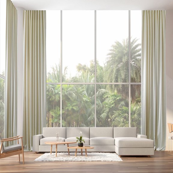 3S Brother's Extra Long Room Darkening 108" Length Faux Velvet Cream Curtain Drapes - Hanging Back Tab 5-25 Feet Custom Made Curtains ( 1 Panel ) - Made in Turkey (52"Wx108"L)