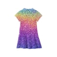 thumbnail image 4 of CCRFTGI Polo Dresses for Kids Girls Size 7-8 Back To School Short Sleeve Uniform Cute Sequins Print Pleated Flare Skater Polo Dresses Summer Button Collared Pique Polo Dress Purple 5-6 Years, 4 of 5