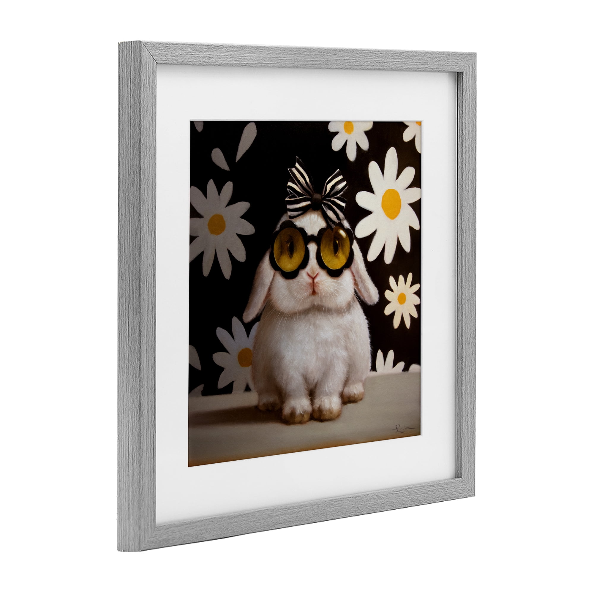 Stupell Industries Boopsie Daisy Bunny Gray Framed Print Under Glass, design by Lucia Heffernan