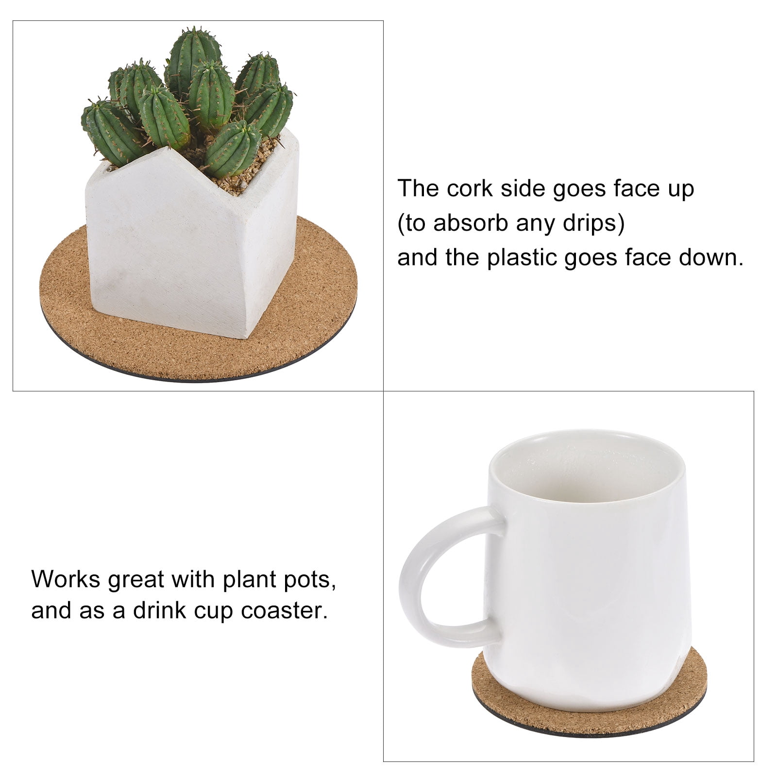 Unique Bargains Round Plant Saucers Plastic Cork Plant Mat for Home Garden Yellow 8pcs 6"
