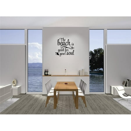 Custom Wall Decal Sticker - The Beach Is Good For Your Soul Living Room Bedroom Quote Home Decor 12x12