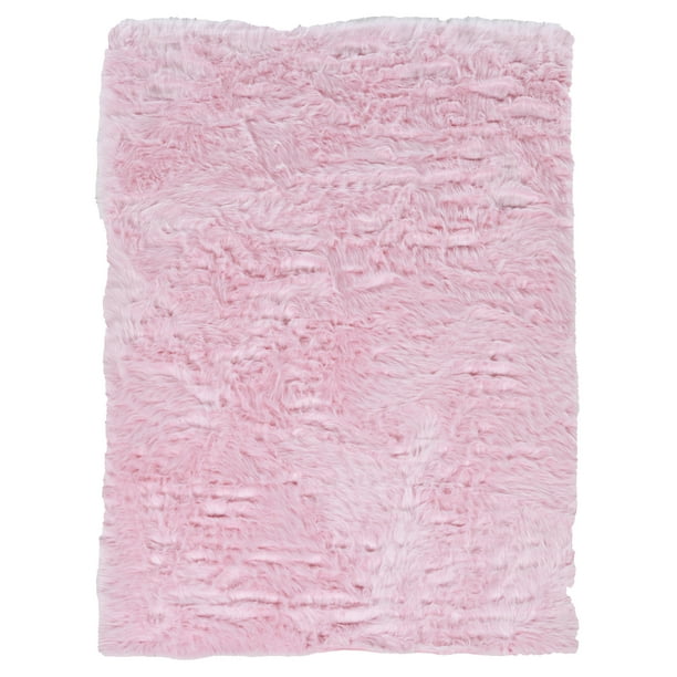 Linon Faux Sheepskin Area Rug Collection, Pink, 5' x 7'